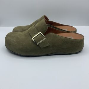 Fitflop SHUV Buckle-Strap Leather Clogs Women's Size 8